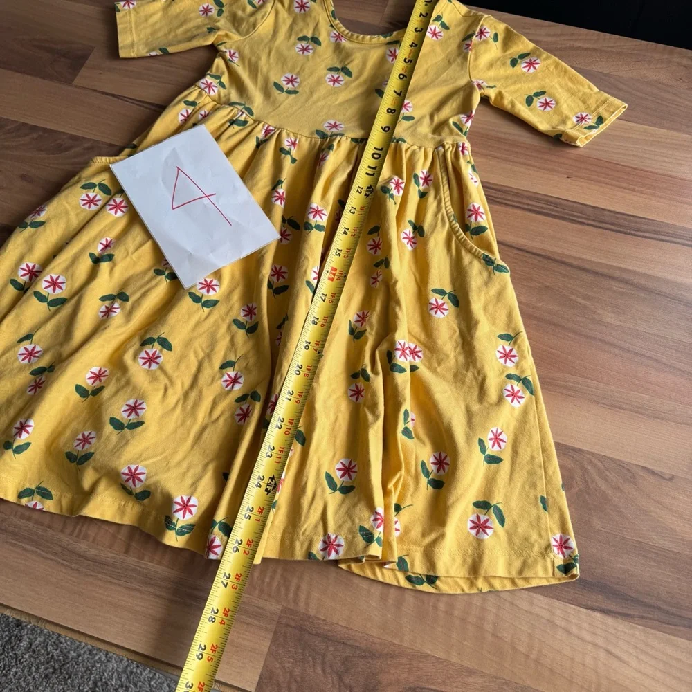 Hanna Andersson Yellow Floral Play Dress With Pockets Size 6-7 - Picture 6 of 9